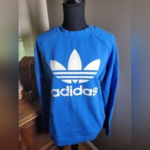 ADIDAS BRIGHT BLUE TREFOIL COTTON SWEATSHIRT